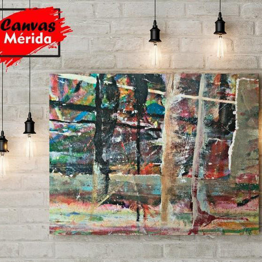 Cuadro abstracto contemporáneo con texturas y contraste de colores intensos – Canvas Mérida