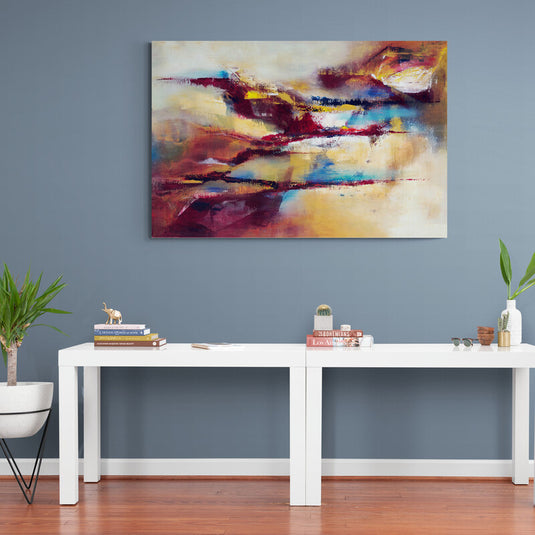 Pintura abstracta en tonos tierra y cálidos