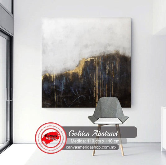 Abstracto Minimalista Gold & Black - Canvas Mérida Fine Print Art