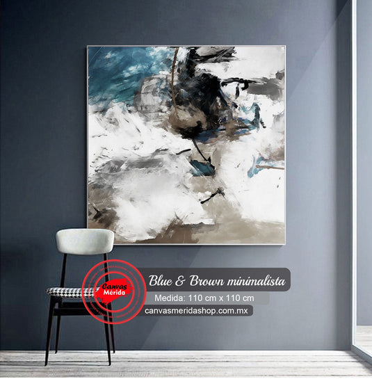 Abstracto Minimalista Blue & Brown - Canvas Mérida Fine Print Art