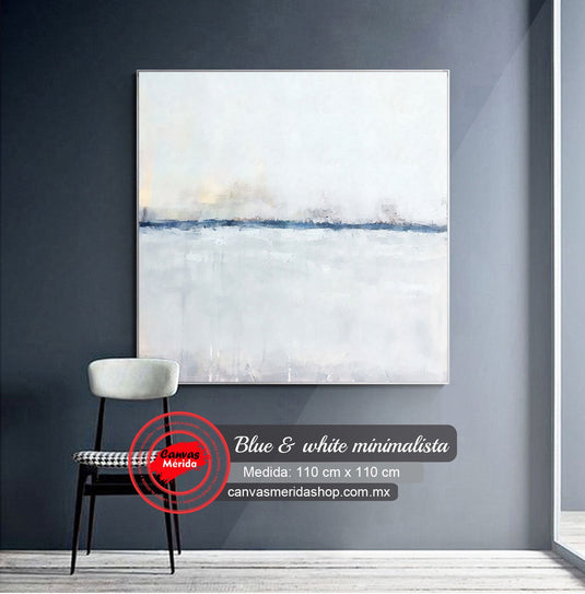 Abstracto Minimalista Blue & White - Canvas Mérida Fine Print Art