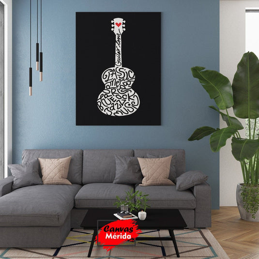Acoustic Guitar Drawing Style (Guitarra Acustica) - Canvas Mérida Fine Print Art