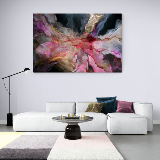 Alcohol Ink Black and Pink - Canvas Mérida Fine Print Art