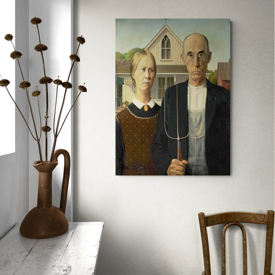 American Gothic (Grant Wood) - Canvas Mérida Fine Print Art