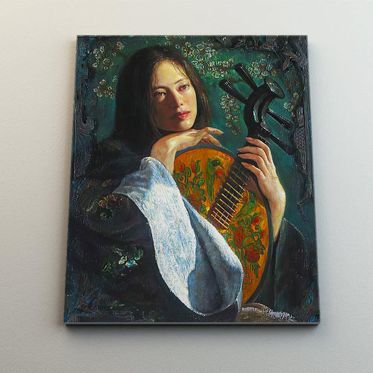 Tsui mujer asiática guitarra arte retrato