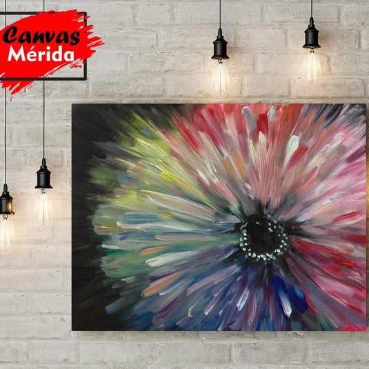 Pintura abstracta con pinceladas vibrantes que evocan una galaxia en nacimiento