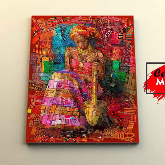 Arte Africano Cuadriculas - Canvas Mérida Fine Print Art