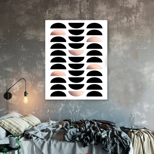 Diseño Minimalista de Patrón Geométrico con Semicírculos Alternados en Negro y Color Carne