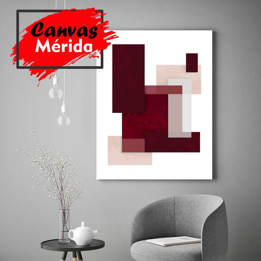 Composición Minimalista con Superposición de Rectángulos en Tonos de Rojo y Rosa