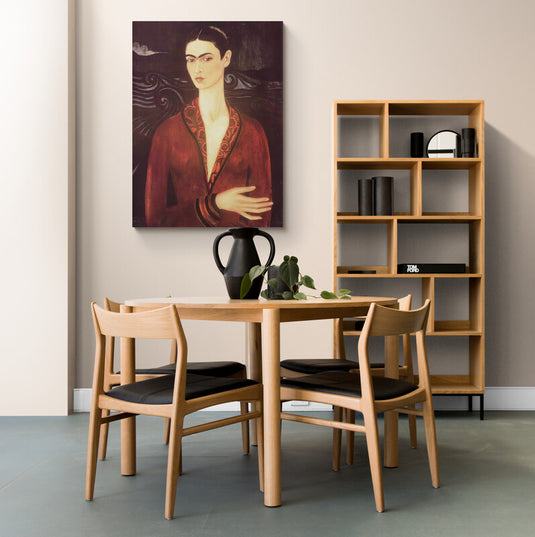 Frida Kahlo autorretrato vestido terciopelo pintura