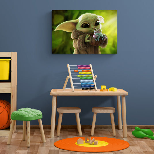 Baby Joda with Toad - Canvas Mérida Fine Print Art