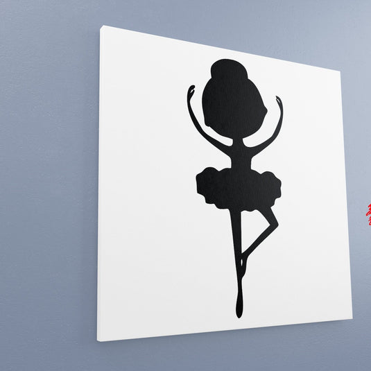Silueta de bailarina en negro sobre fondo blanco