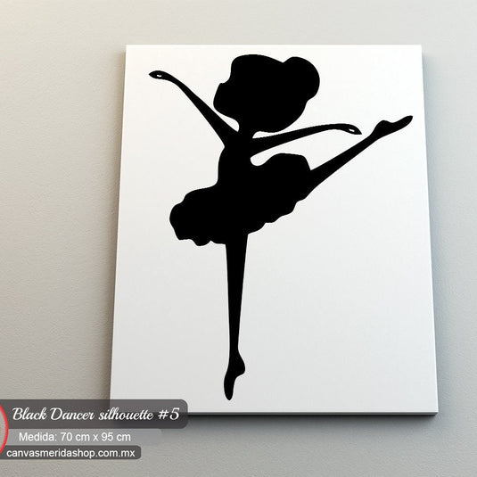 Silueta Negra de Bailarina en Pose de Danza con Efecto de Goteo en Fondo Blanco