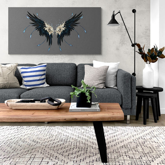 Black Wings Blue Tips - Canvas Mérida Fine Print Art