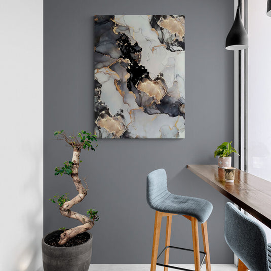 Abstracto inspirado en geoda con líneas doradas y grises