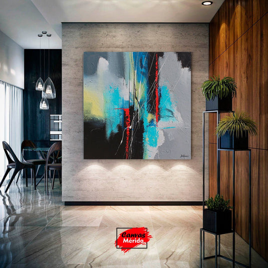 Black and Turquoise Abstract - Canvas Mérida Fine Print Art