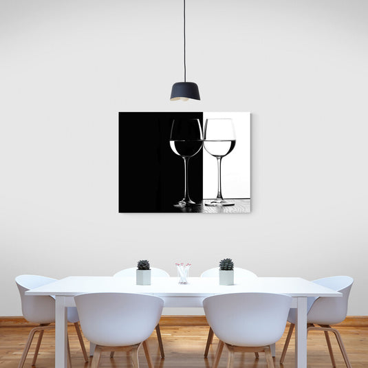 Black and White Water Glasses - Canvas Mérida Fine Print Art