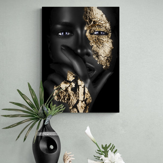 Black and Gold Portrait - Canvas Mérida Fine Print Art
