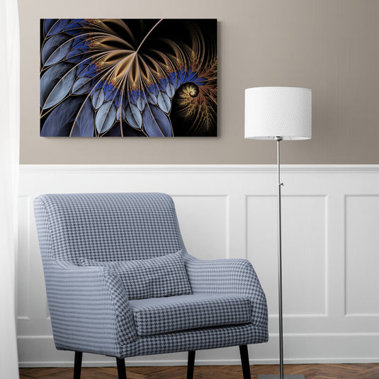 Blue Feathers Fractal - Canvas Mérida Fine Print Art