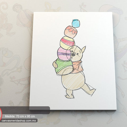 Personaje infantil animado equilibrando torre de pelotas coloridas