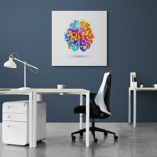 Cuadro decorativo de cerebro multicolor abstracto estilo moderno arte digital sobre creatividad e innovación en tonos vibrantes