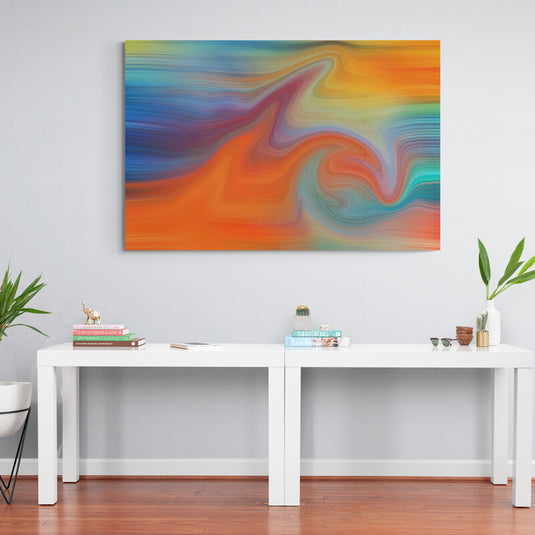 Pintura abstracta con colores vivos y diseño fluido