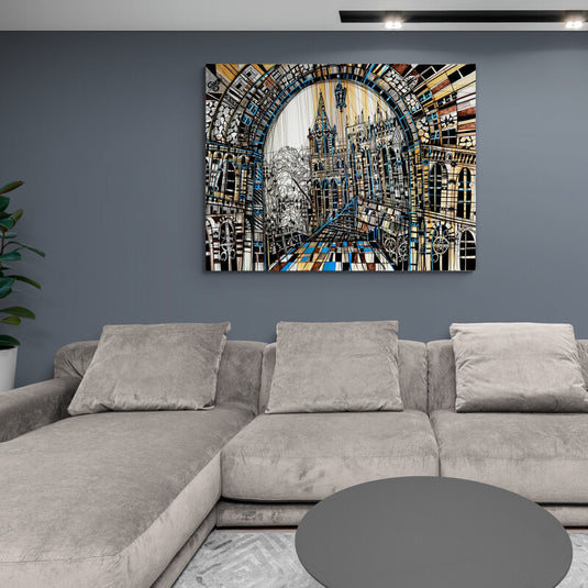 Arquitectura Gótica Estilizada con Detalles Caleidoscópicos