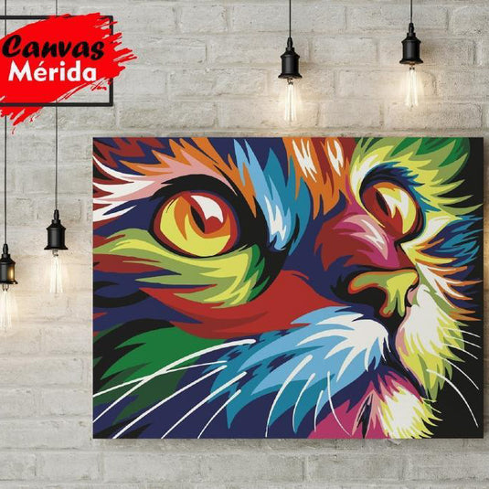 Pintura colorida de gato