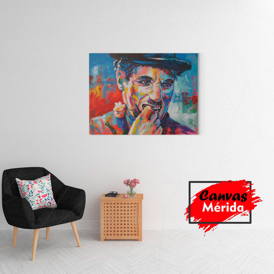 Retrato expresionista de un hombre con boina y colores vivos