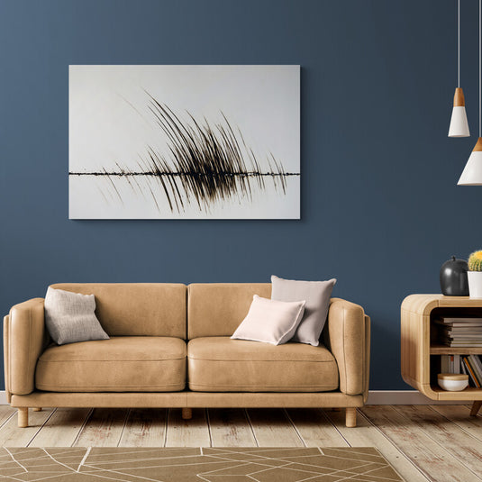 Cuadro Decorativo de Fondo Gris con Líneas Verticales en Tonos Café