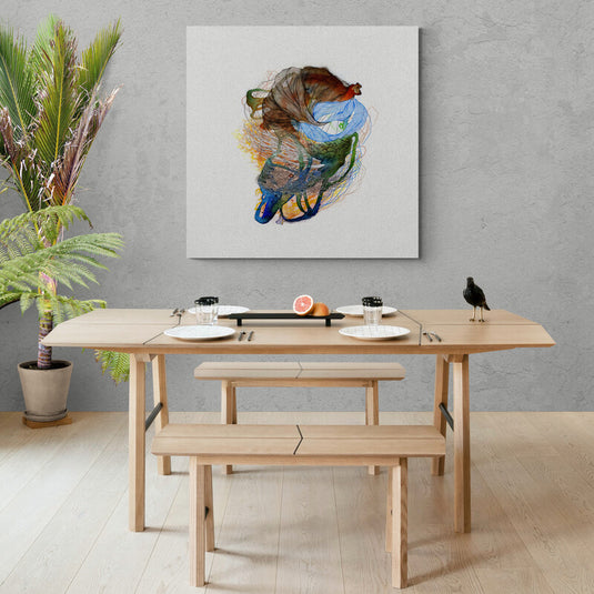 Ilustración detallada de pez Betta con aletas coloridas y fluidas