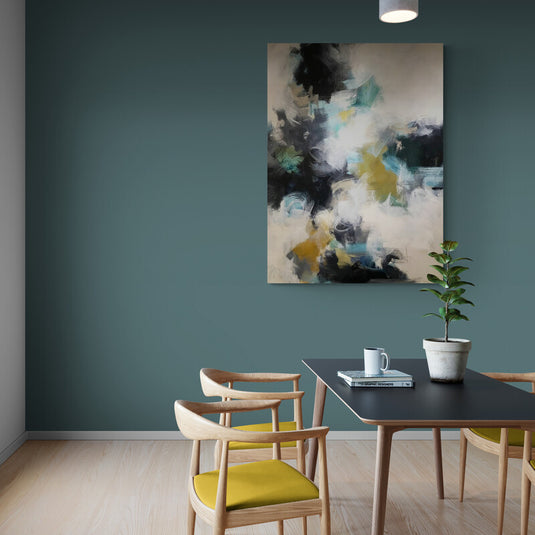 Cuadro abstracto moderno con colores oscuros y claros