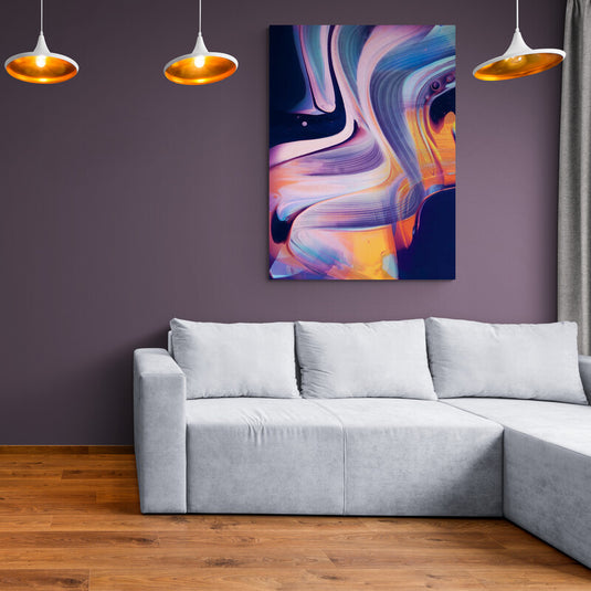 Cuadro abstracto moderno Fluid Painting con colores vibrantes sobre fondo oscuro