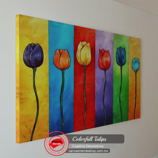 Armonía Tulipán: Serie Cromática en Lienzo