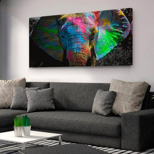 Lienzo de elefante en colores vibrantes