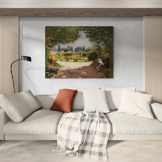 Monet Adolphe leyendo en el jardín impresionismo