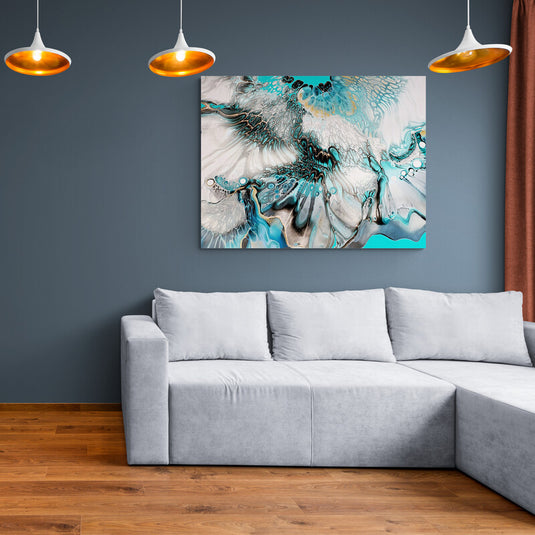 Coral Turquoise Blue - Canvas Mérida Fine Print Art