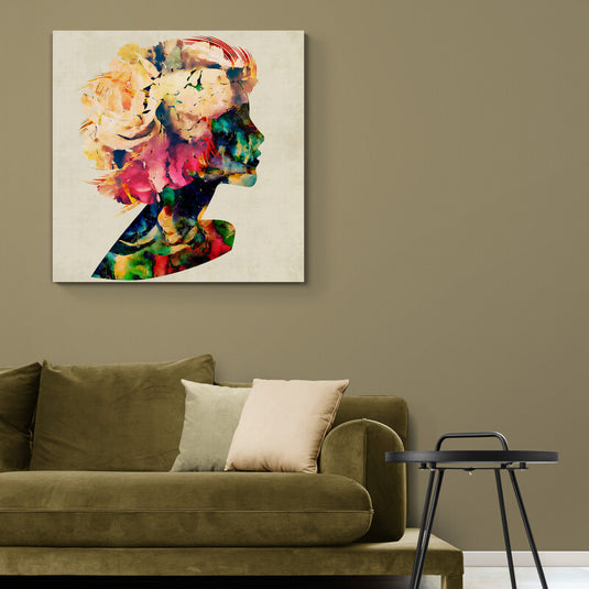Cuadro decorativo Cosmo Woman – arte abstracto colorido de silueta femenina moderna para sala o estudio creativo