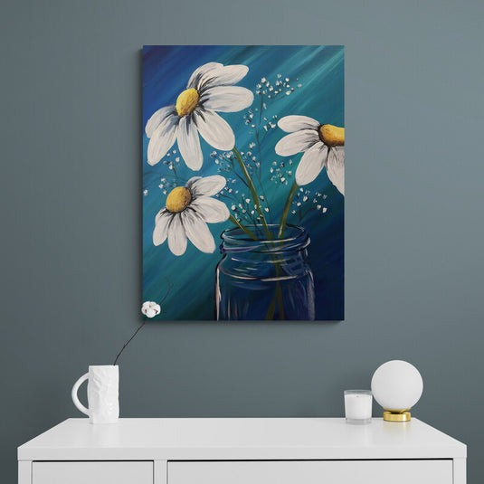 Daisy Flowers in Jar - Canvas Mérida Fine Print Art