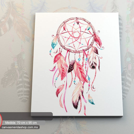 Dreamcatcher colorido con plumas y cuentas