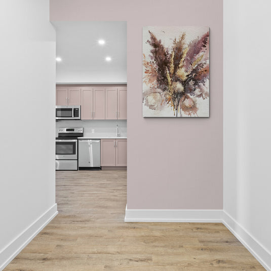 Pintura de acuarela de flores y hierbas secas en tonos tierra