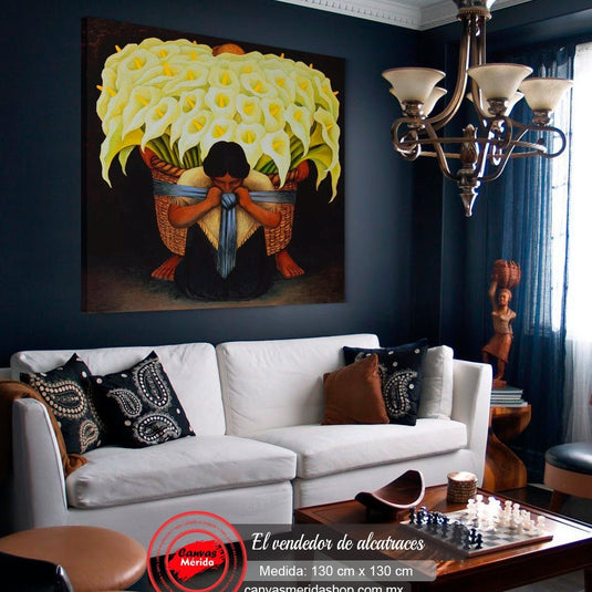 Rivera Vendedor Alcatraces flores carga