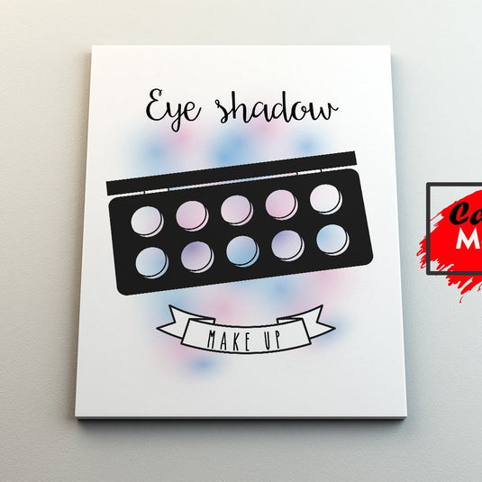 Cuadro decorativo paleta de sombras – arte minimalista de maquillaje con tonos pastel para tocador o salón de belleza