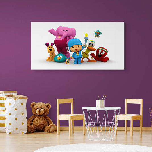 Cuadro decorativo infantil Pocoyó y amigos – arte colorido alegre para habitación de niños o guardería
