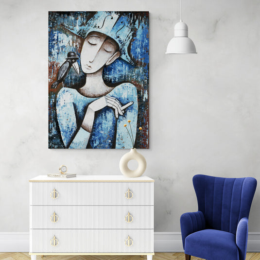 La Mujer y el Cuervo - Canvas Mérida Fine Print Art