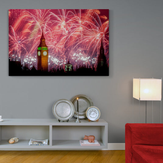 Fireworks Big Ben - Canvas Mérida Fine Print Art