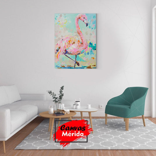 Pintura de Flamenco Rosa en Colores Pastel