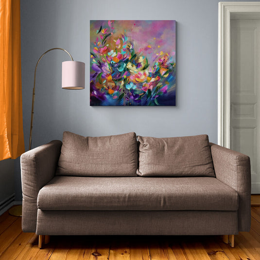 Pintura expresionista de un jardín de flores silvestres en colores vibrantes