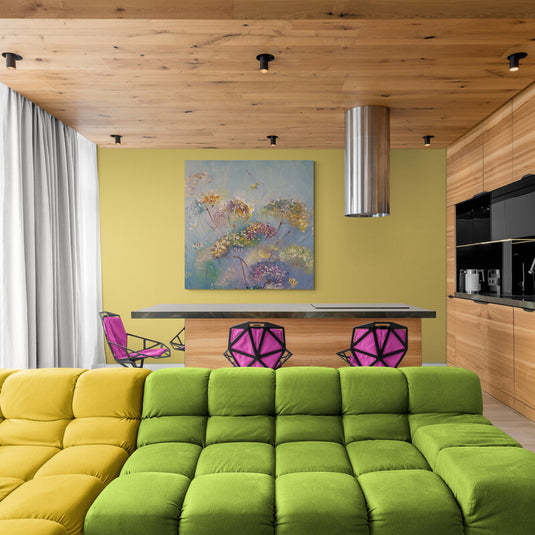 Pintura impresionista de flores de campo en colores pastel