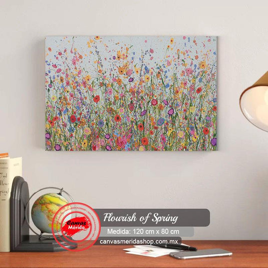 Pintura colorida de campo de flores silvestres